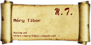 Méry Tibor névjegykártya